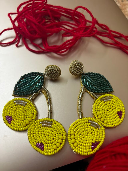 Beaded Sunshine Cherries Earrings