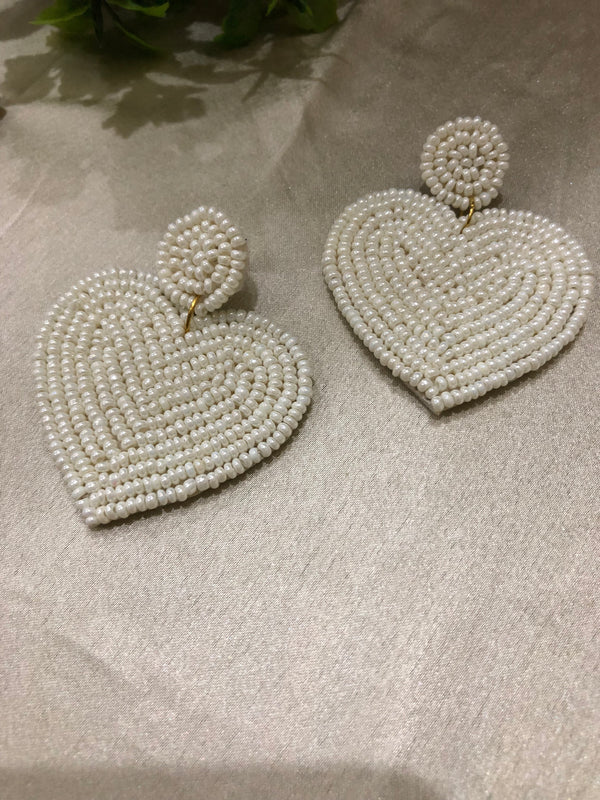 Handmade Pearl Heart Earrings