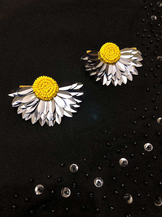 Radiant Bloom Handmade Beaded Earrings