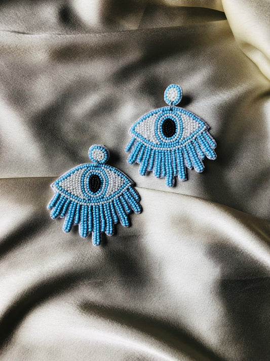 Beaded Evil Eye Earrings
