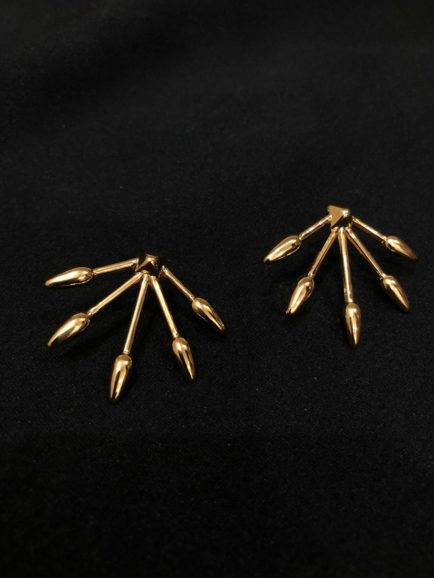Golden Abstract Fan Stud Earrings | Korean Earring