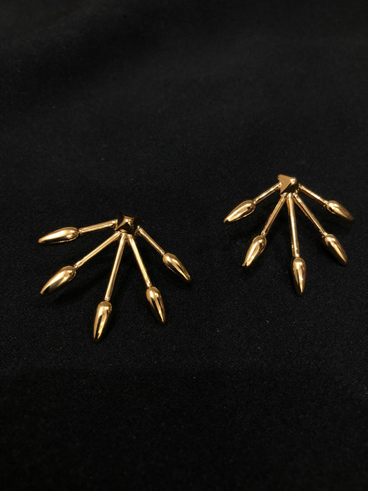 Golden Abstract Fan Stud Earrings | Korean Earring