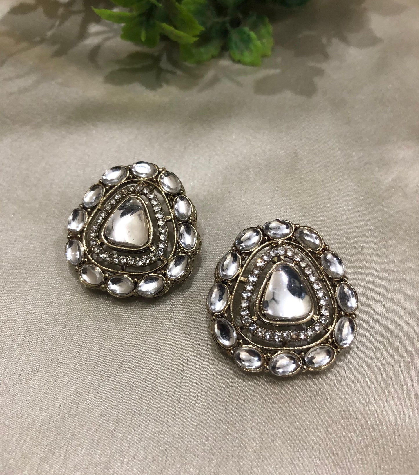 Royal Lavender Shine | Elegant Silver-Toned Stone Stud Earrings