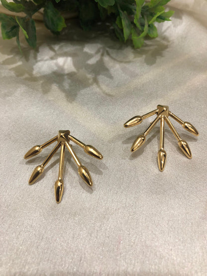 Golden Abstract Fan Stud Earrings | Korean Earring