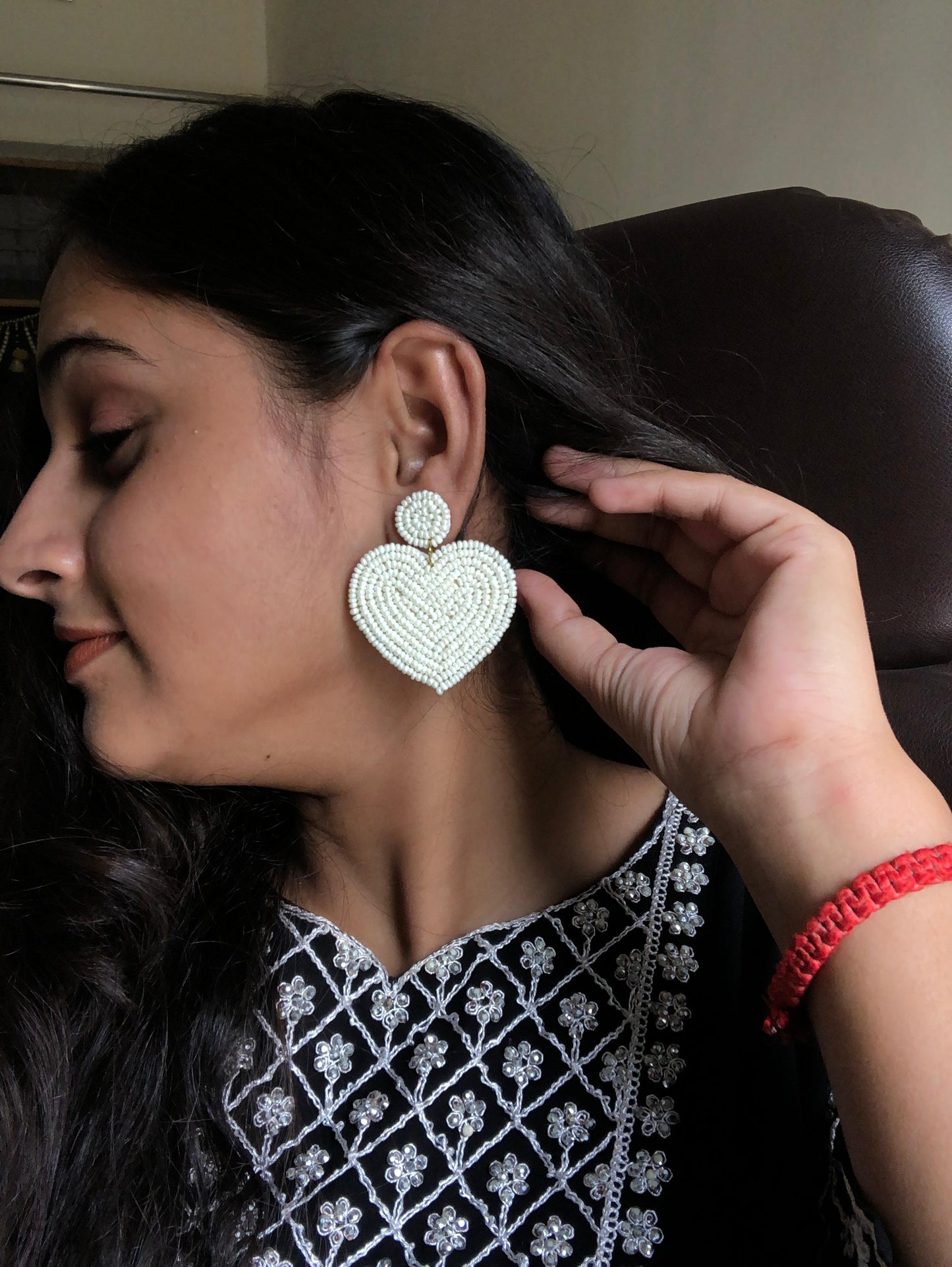 Handmade Pearl Heart Earrings