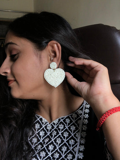 Handmade Pearl Heart Earrings