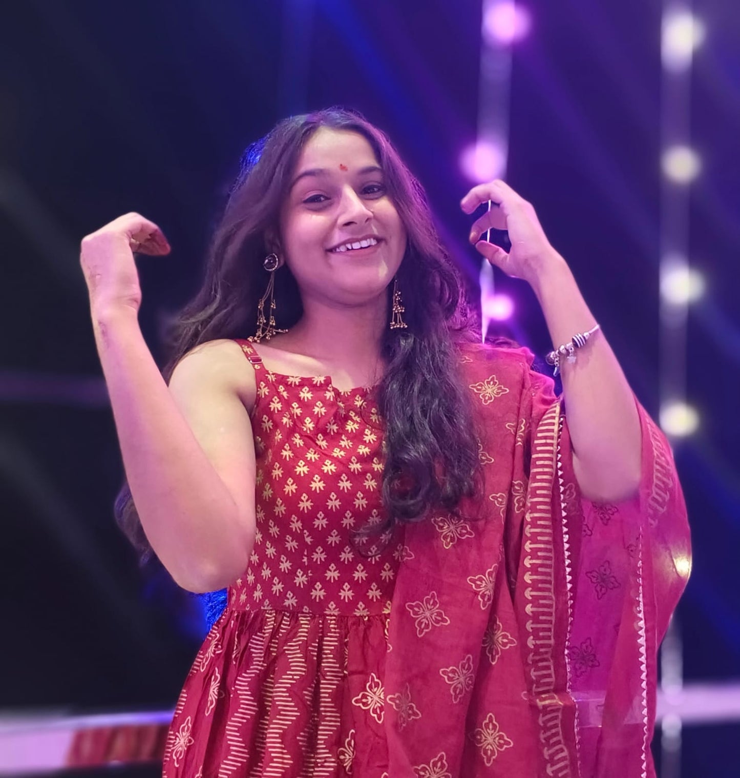 Kashmiri Golden Grace Mirror Drop Earrings