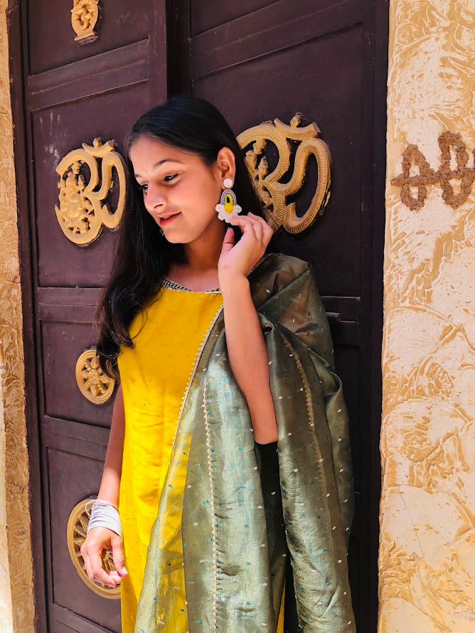 Rainbow Bloom Beaded Earrings