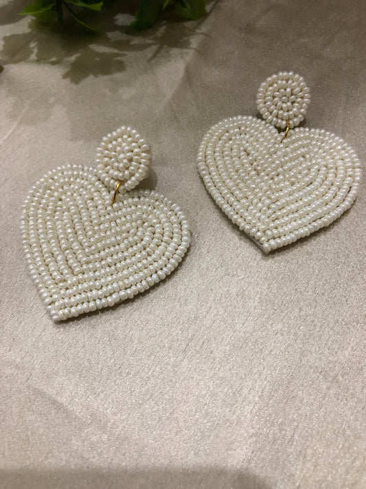 Handmade Pearl Heart Earrings