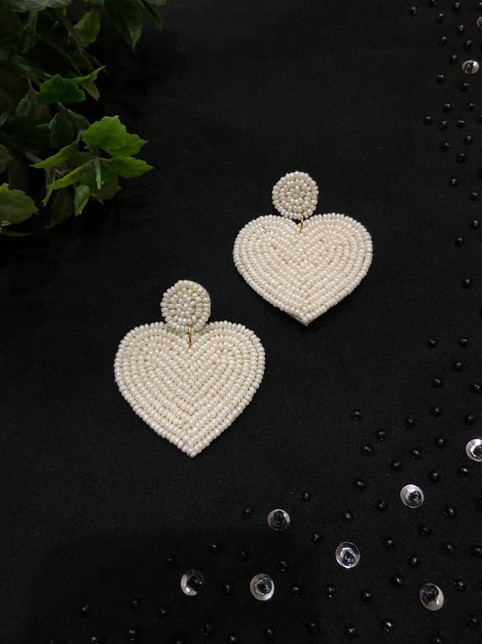Handmade Pearl Heart Earrings