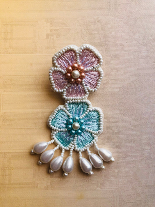 Pearl Blossom Elegance: Handcrafted Floral Drop Earrings