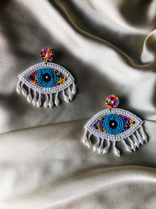 Multicolor Evil Eye Beaded Earrings