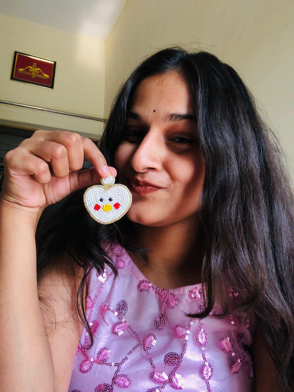 Cute Heart face Handcrafted Earrings