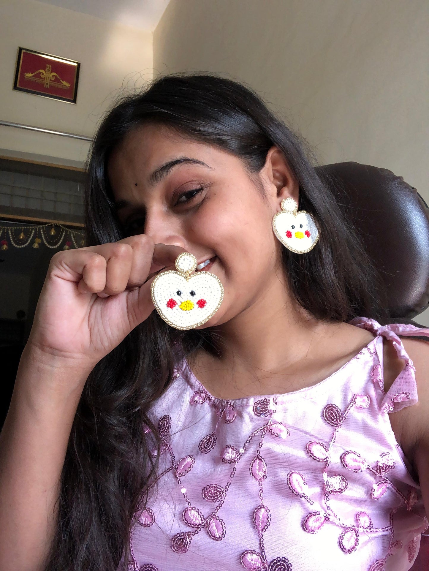 Cute Heart face Handcrafted Earrings